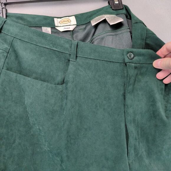 Talbots Green 2pc Outfit Women's 18/L Wool Blend Shirt & Faux Suede 35x30" Pants - Picture 10 of 10